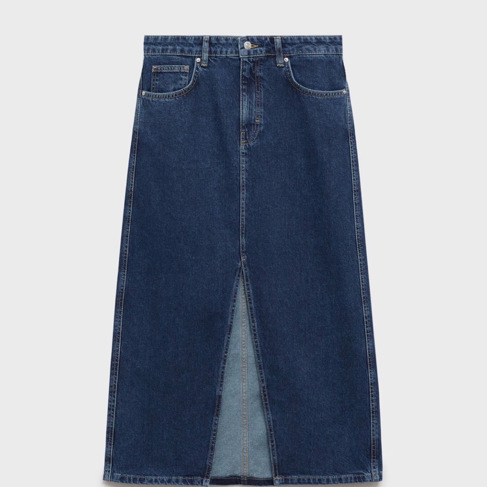 MANGO Denim Midi-Skirt
